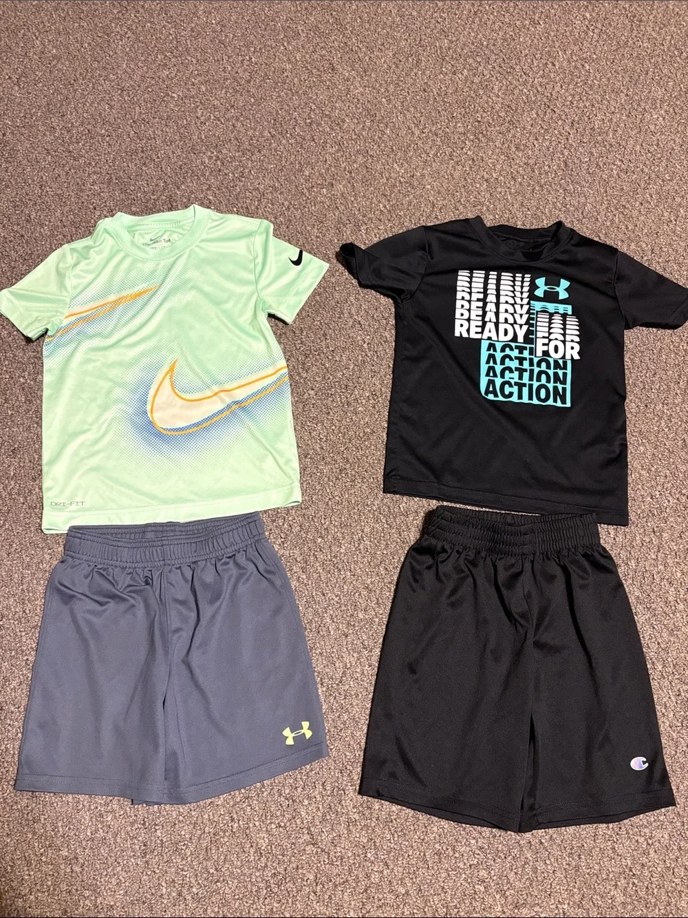 Nike & Under Armour Boys Athletic Shirt and Shorts Bundle